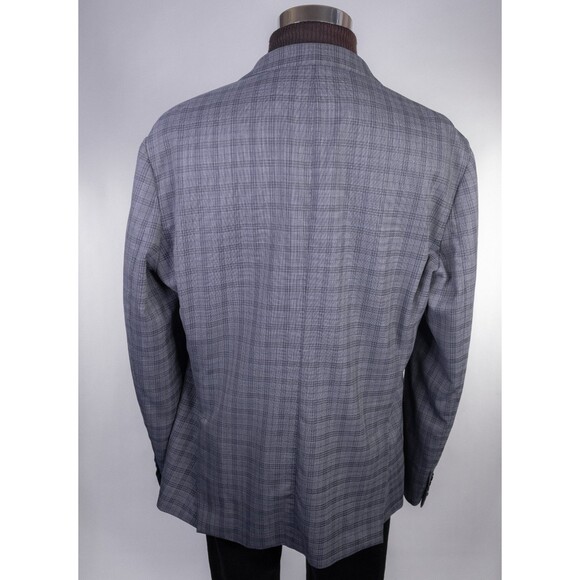 Savile Row Sport Coat Blazer Gray Windowpane Plaid Gray 46R Casual Jacket Wool - Picture 8 of 13